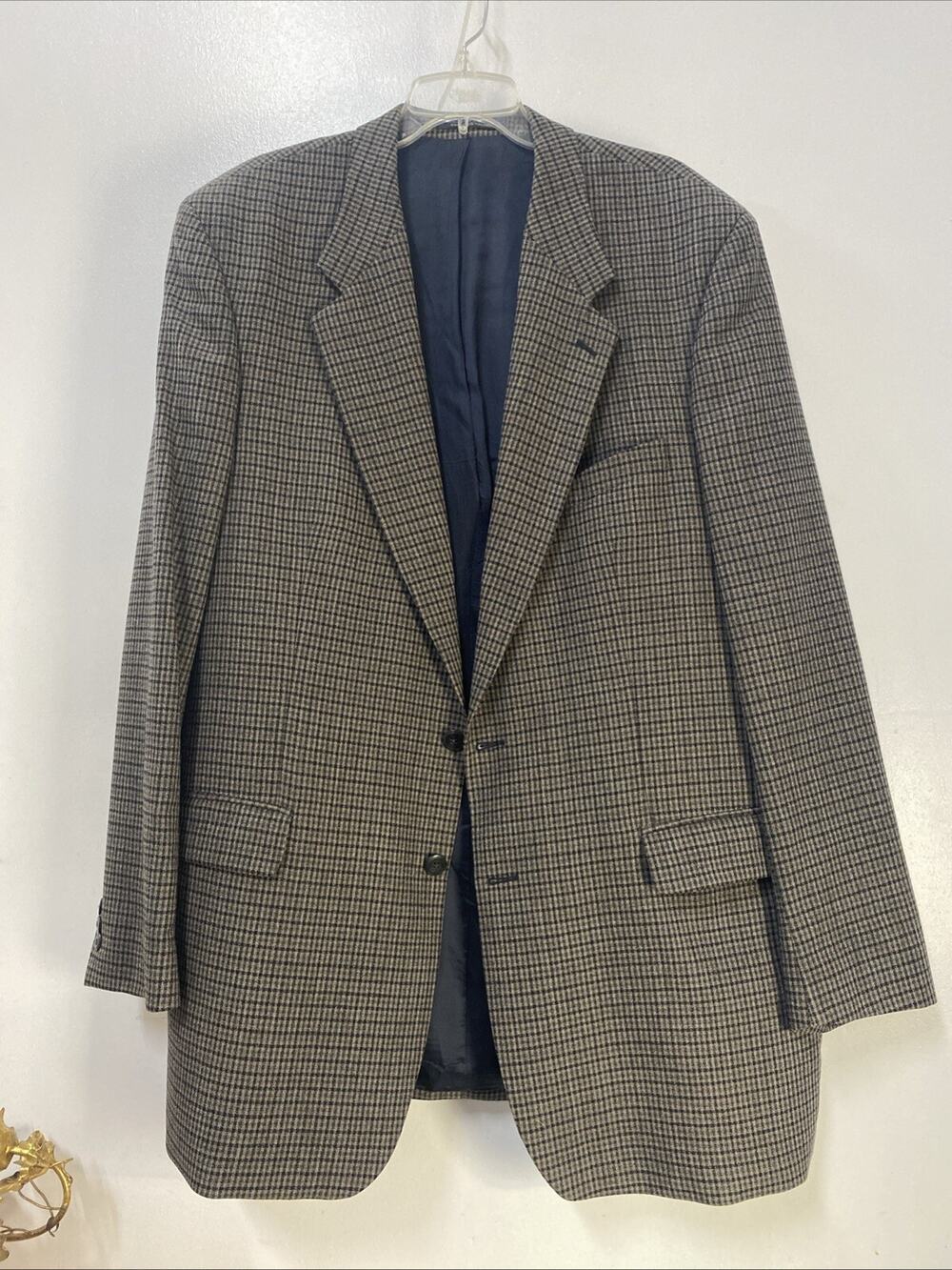 Vintage Carlo Mandrone Mens Suit Jacket Wool 46X Lined -2 Button Pockets 90s
